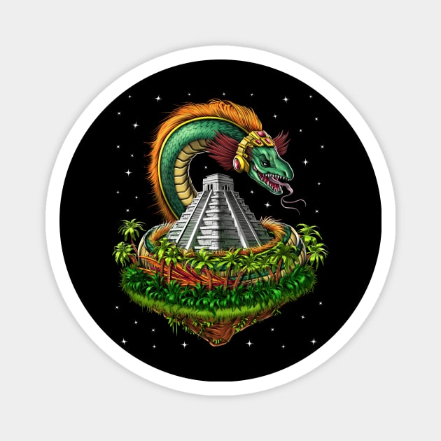 Quetzalcoatl Aztec Feathered Serpent God Magnet by underheaven